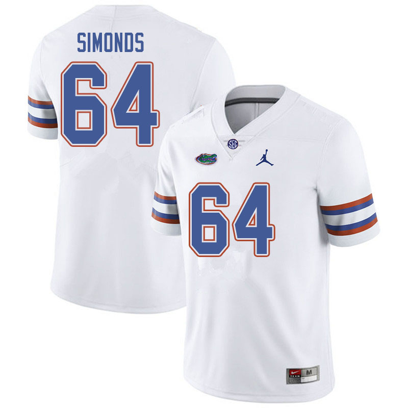 Jordan Brand Men #64 Riley Simonds Florida Gators College Football Jerseys Sale-White